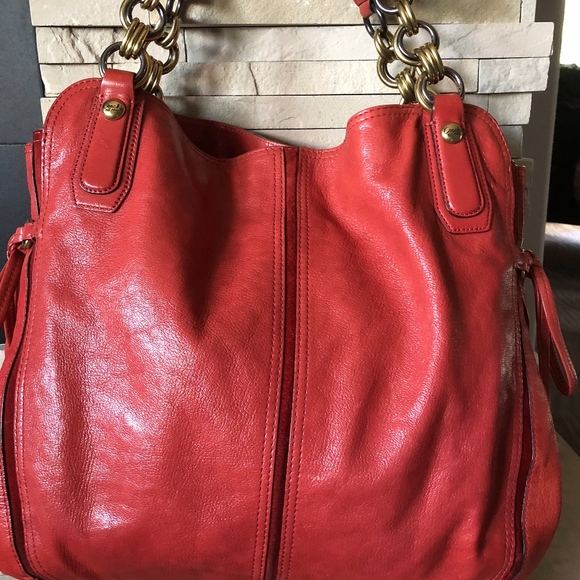 Coach Tote Bag Poppy Color Like New - Picture 4 of 8